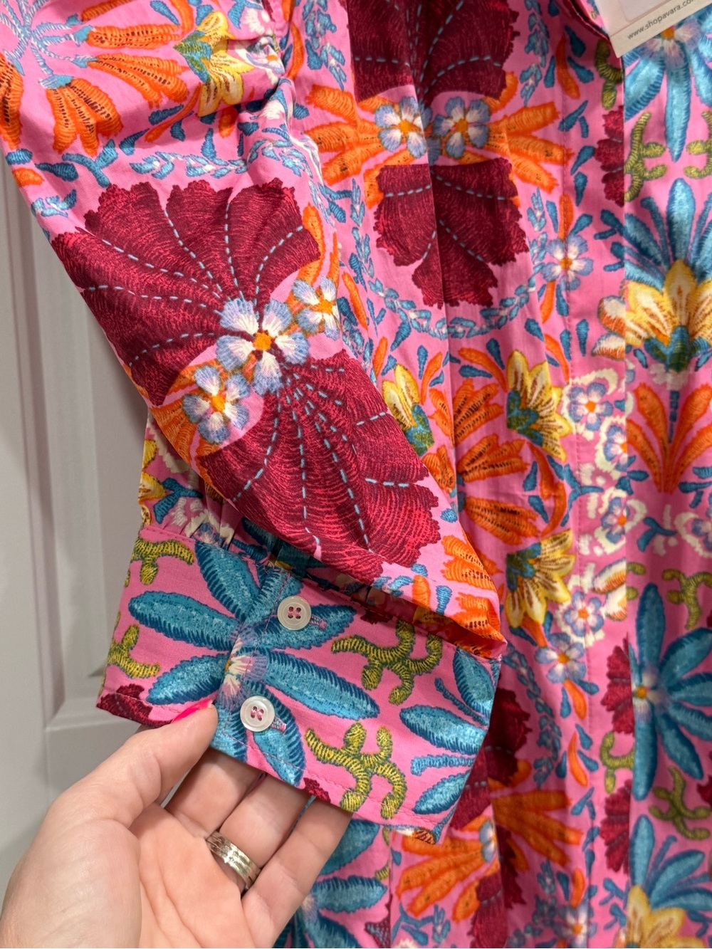 NWT Olivaceous Pink Puff Sleeve Blouse Relaxed Fit - Picture 4 of 5